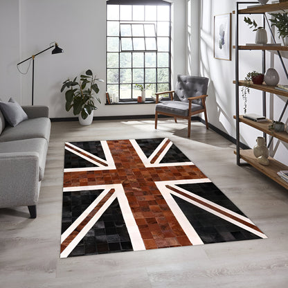 Handmade  Patchwork Rug - Large 10x12 Black & Brown Cowhide Rug