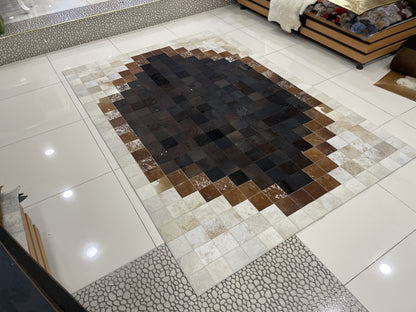 Luxury Patchwork Rug - Large 10x12 Brown & Beige Cowhide Rug