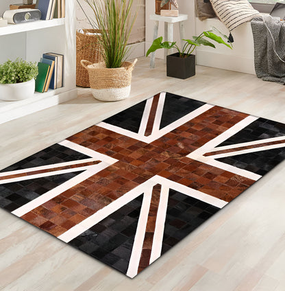 Handmade  Patchwork Rug - Large 10x12 Black & Brown Cowhide Rug