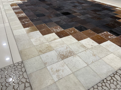 Luxury Patchwork Rug - Large 10x12 Brown & Beige Cowhide Rug