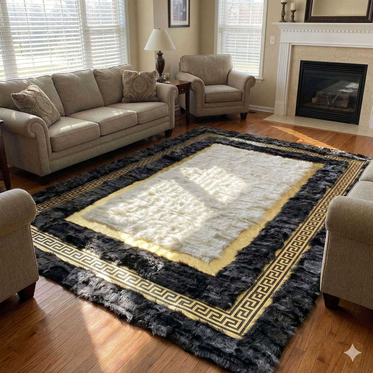 Luxury Soft White Gray Natural Sheepskin Handmade Living Room 6x8 Rug