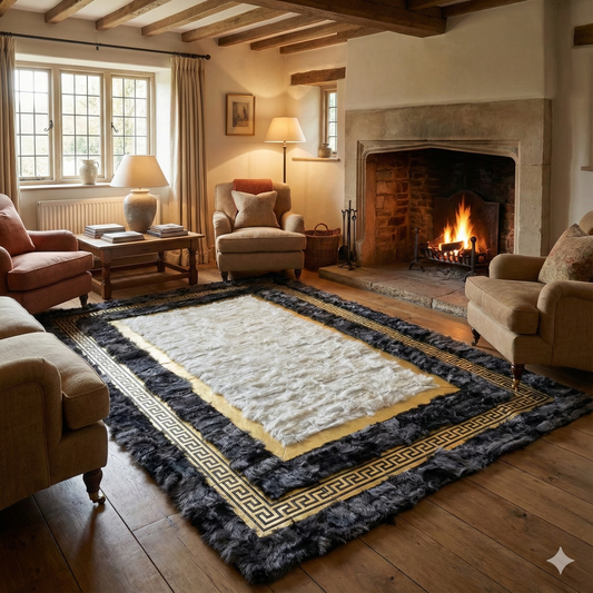 Luxury Soft White Gray Natural Sheepskin Handmade Living Room 6x8 Rug