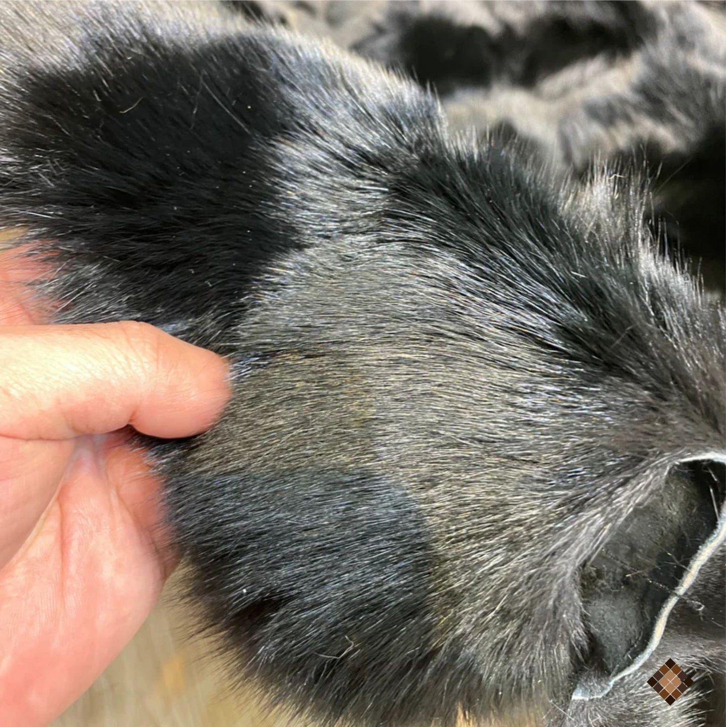 Luxury Handmade Black Fox Fur Area Rug