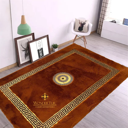 Modern Decorative Orange And Gold Elegant Faux Fur Bedroom Soft Rug