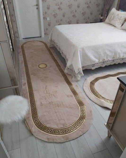 Modern Unique Beige Gold Faux Fur Fluffy Bedroom Rug,Handmade Soft Rug