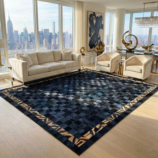 Modern Designed Handmade Cowhide Patchwork Rug for Living Room