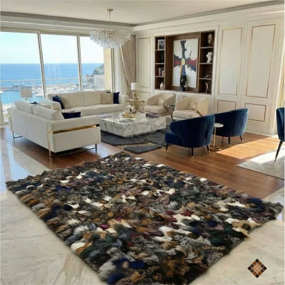 Multicolor Fox Fur Luxury Area Rug