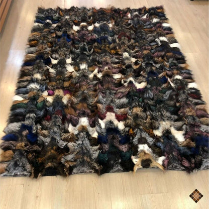 Multicolor Fox Fur Luxury Area Rug