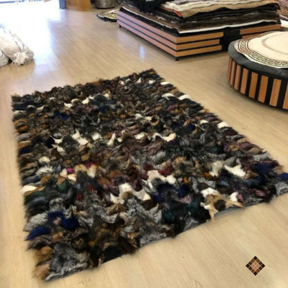 Multicolor Fox Fur Luxury Area Rug