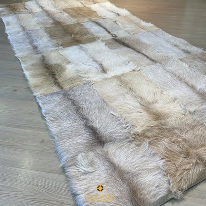 Genuine Goatskin Rug, Long Hair Goat Skin Fur Carpet