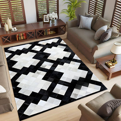 Natural Leather Handmade Cow Skin Carpet, Unique Cowhide Living Room Rug