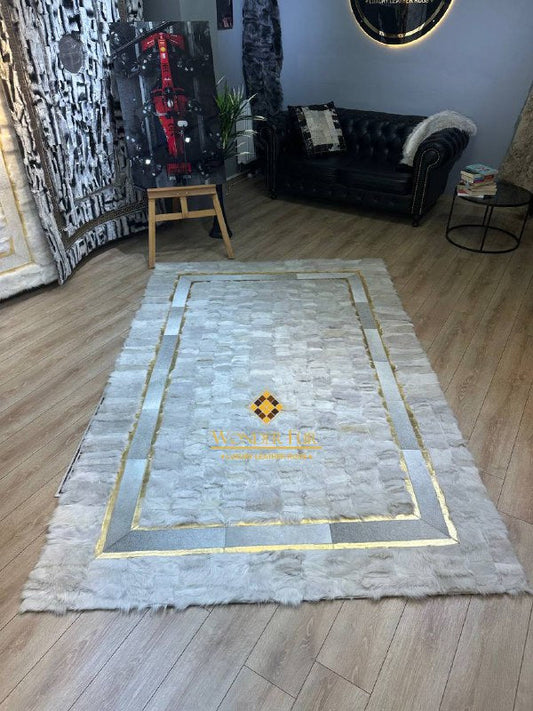 Natural Patchwork White Sheepskin Living Room Rug,Amazing Non Slip Rug