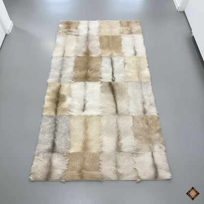 Handmade Genuine Goatskin Rug in Soft Neutral Tones - WONDERFURRUG