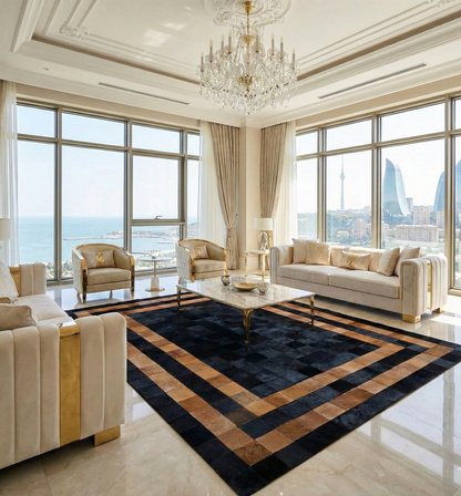 Natural Leather Handmade Cowhide Area Rug for Living Room