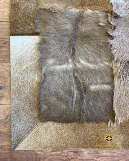 Original Handmade Brown Goatskin 6x8 Living Room Rug , Luxury Soft Rug