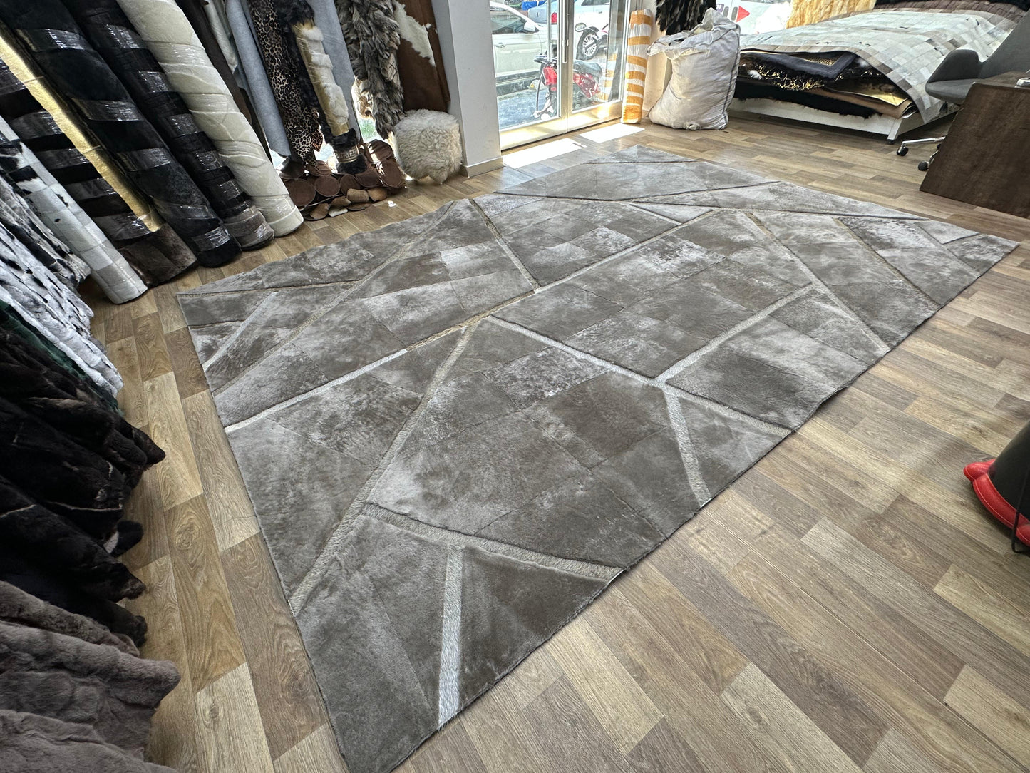 Natural Beige Lambskin Area Rug - Custom Sheepskin Floor Rug