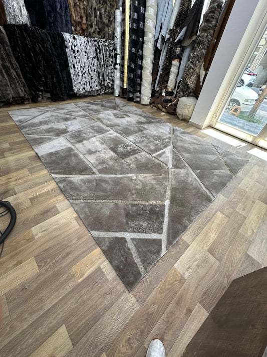 Premium Natural Beige Genuine Lambskin Area Rug  Custom Sheepskin Floor Rug