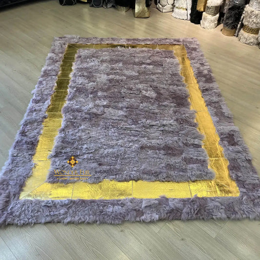 Handmade Natural Purple Sheepskin 6x8 Bedroom Fluffy Soft Non Slip Rug