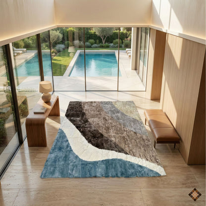 Luxury Handmade Rabbit Fur Rug – Modern Abstract Design