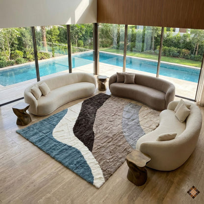 Luxury Handmade Rabbit Fur Rug – Modern Abstract Design