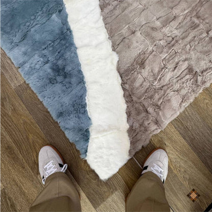 Luxury Handmade Rabbit Fur Rug – Modern Abstract Design