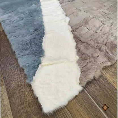 Luxury Handmade Rabbit Fur Rug – Modern Abstract Design