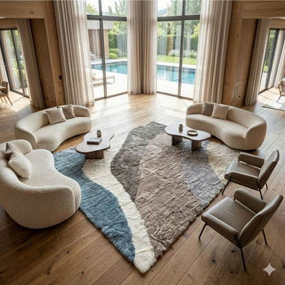 Luxury Handmade Rabbit Fur Rug – Modern Abstract Design
