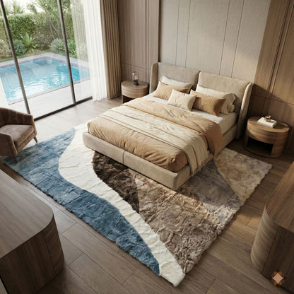Luxury Handmade Rabbit Fur Rug – Modern Abstract Design