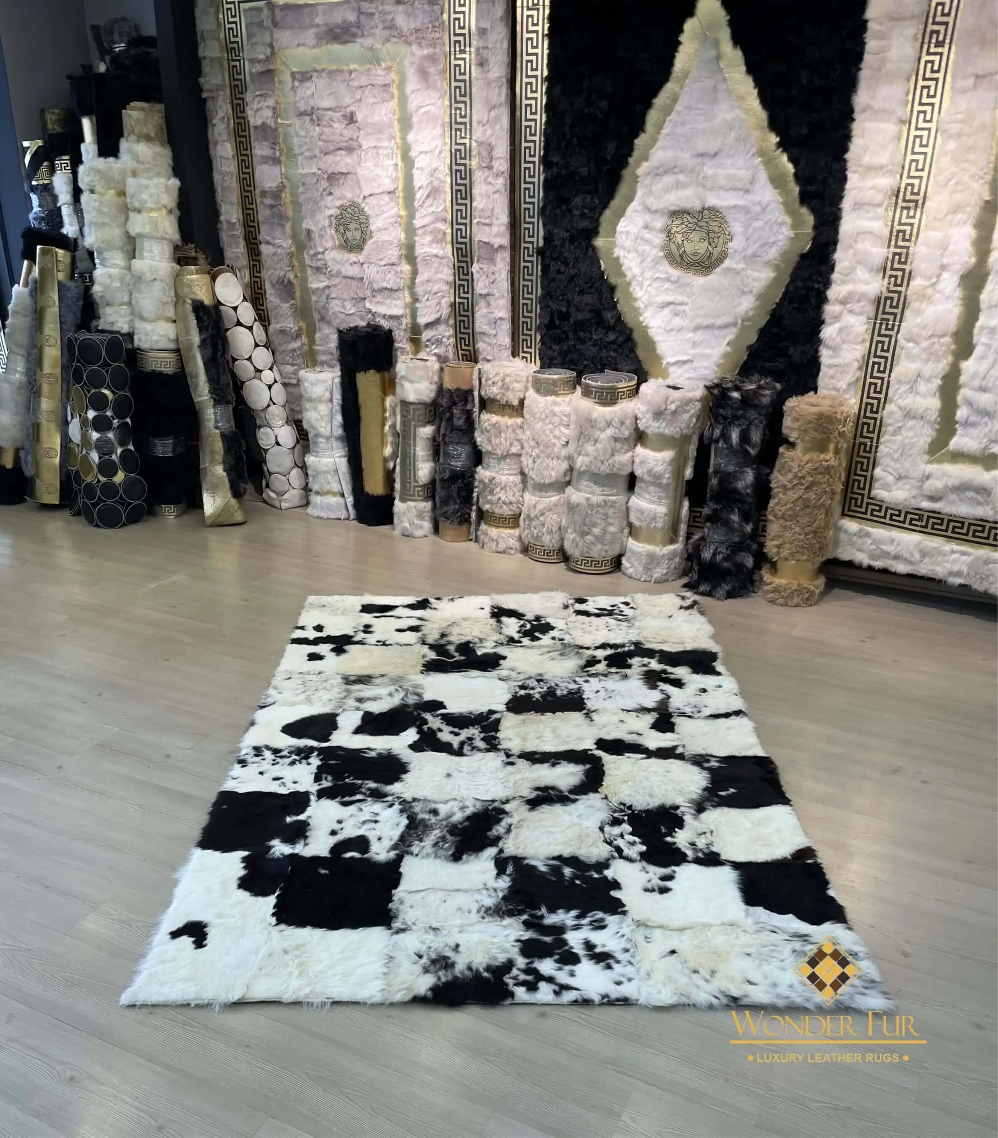 Sheepskin White Black Living Room 5x7 Natural Floor Handmade Soft Rug