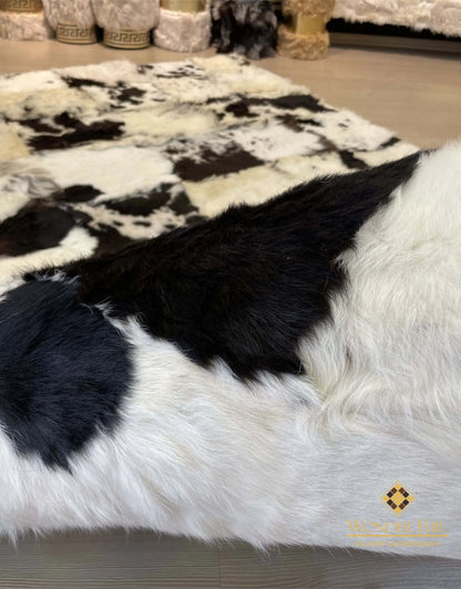 Sheepskin White Black Living Room 5x7 Natural Floor Handmade Soft Rug