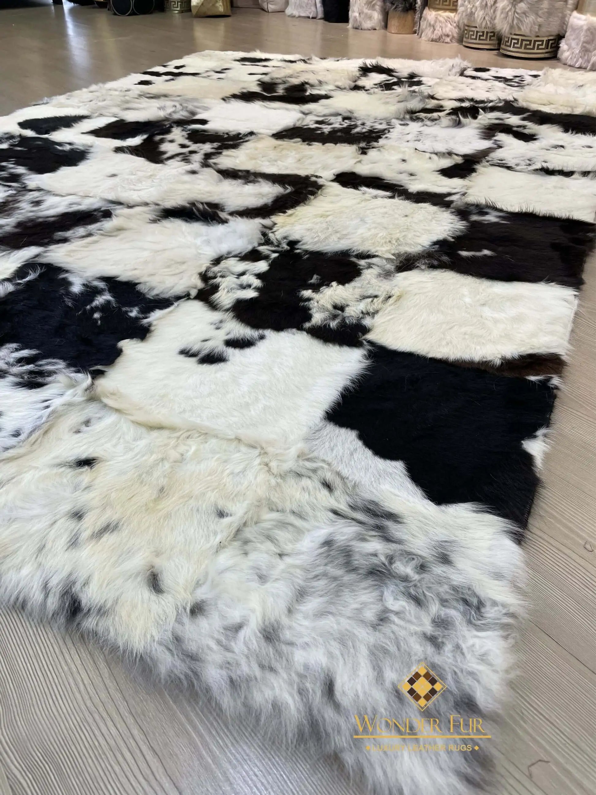 Sheepskin White Black Living Room 5x7 Natural Floor Handmade Soft Rug