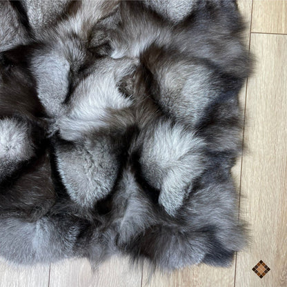 Handmade Silver Gray Fox Fur Luxury Area Rug