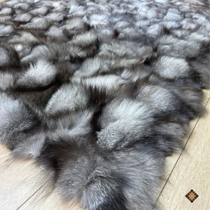 Handmade Silver Gray Fox Fur Luxury Area Rug