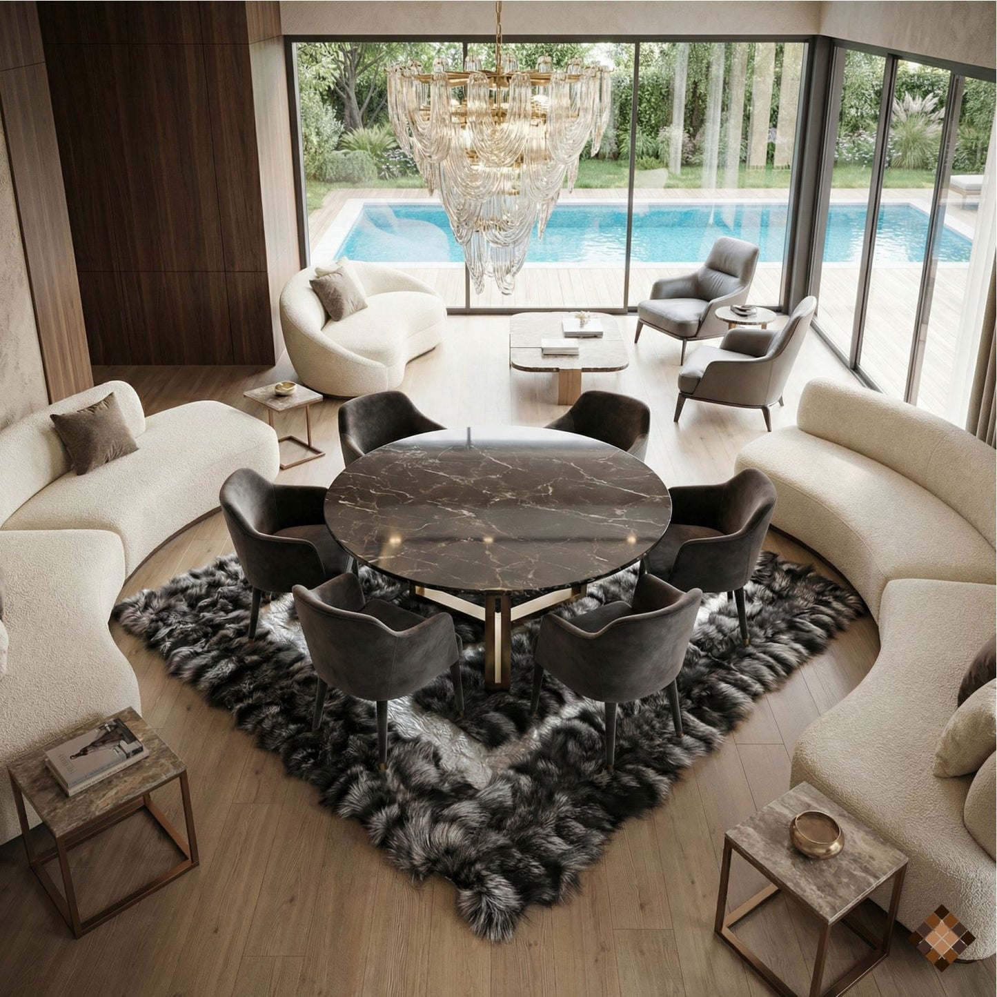 Silver Gray Genuine Fox Fur Area Rug with Natural Fur Texture - WONDERFURRUG