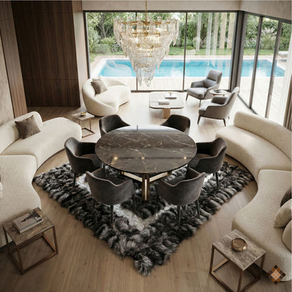 Silver Gray Genuine Fox Fur Area Rug with Natural Fur Texture - WONDERFURRUG