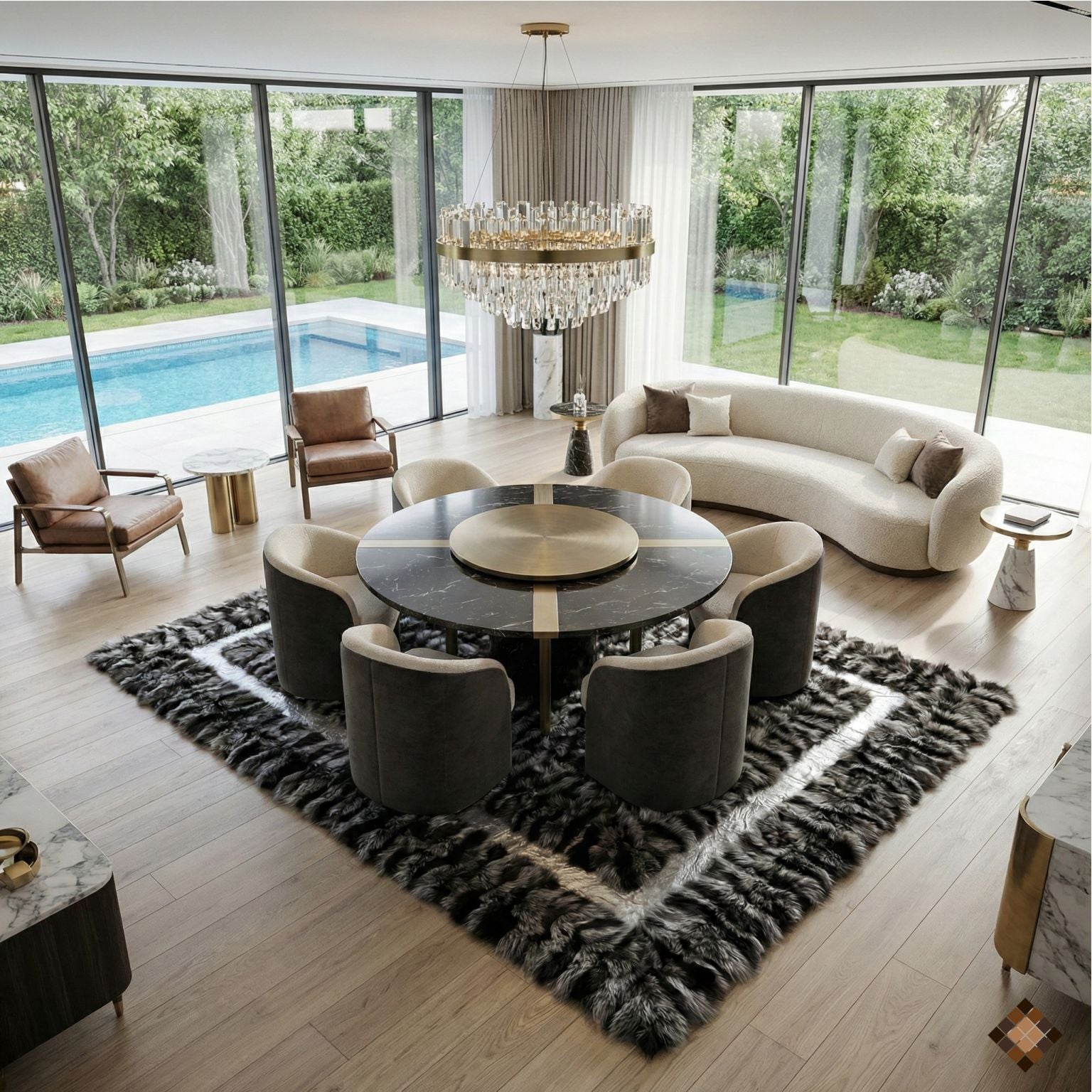 Silver Gray Genuine Fox Fur Area Rug with Natural Fur Texture - WONDERFURRUG
