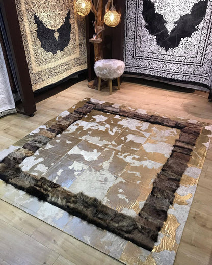 Unique Design High Quality Natural Sheepskin Rug, Handmade Elegant Piece