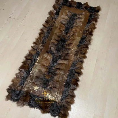 Soft Genuine Fox Fur Patchwork Runner Rug