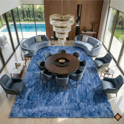 Genuine Light Blue Rabbit Fur Rug – Handmade Luxury Accent