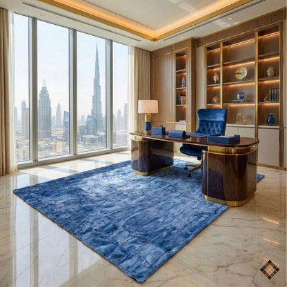 Genuine Light Blue Rabbit Fur Rug – Handmade Luxury Accent