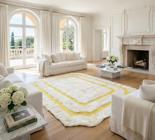 White Long Fur Sheepskin Rug 100% Natural Wool Rug