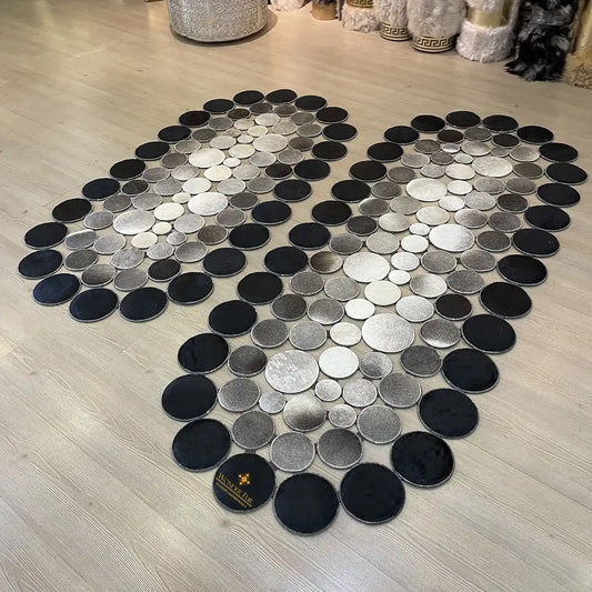 Tricolor Cowhide Patchwork Rug for Home Decoration