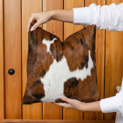 Tricolor Cowhide Patchwork Pillow - Handamde Pillow Cover