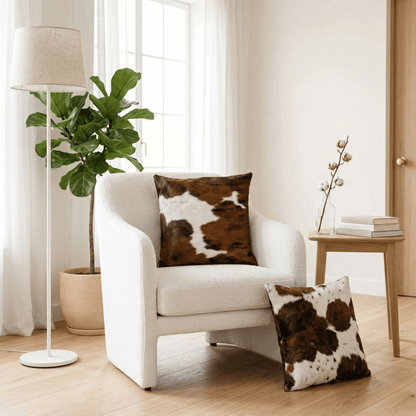 Tricolor Cowhide Patchwork Pillow - Handamde Pillow Cover