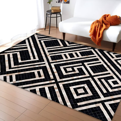 Unique Design Black White Natural Cowhide Area Rug, Handmade Cow Skin Carpet