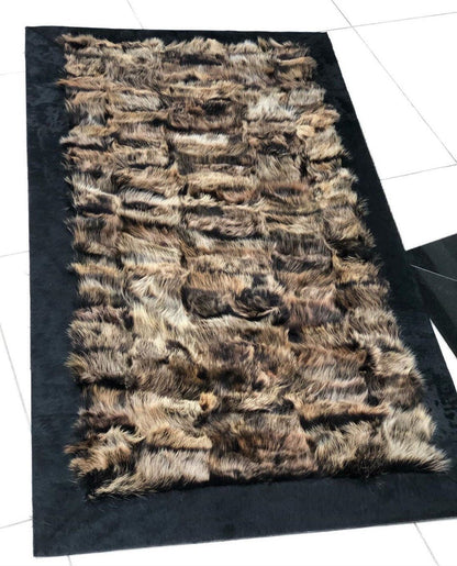 100% Natural Handmade Sheepskin Brown And Black 5x7 Living Room Rug - Wonder fur rug Rug Wonder Fur Rug Wonder fur rug