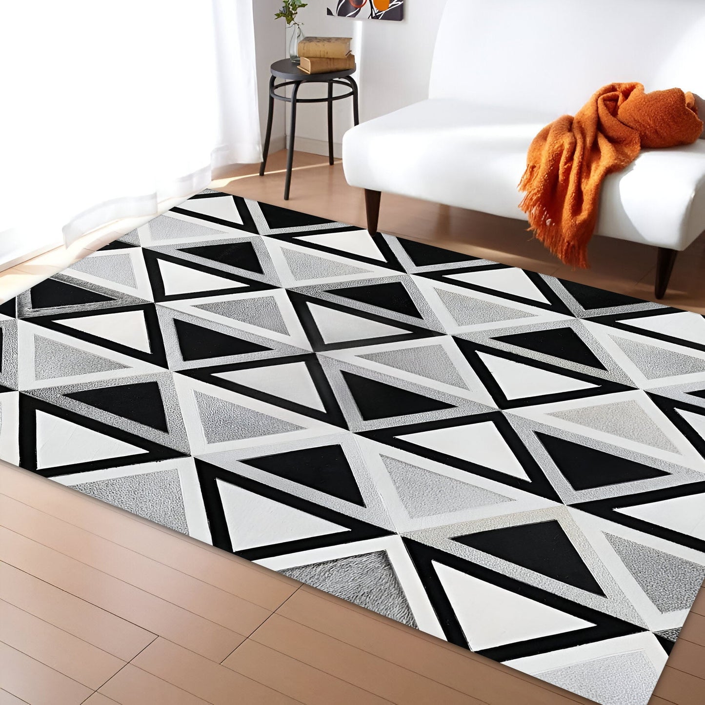 Unique Pattern High Quality Cowhide Patchwork Rug for Living Room, Natural Handmade Rug