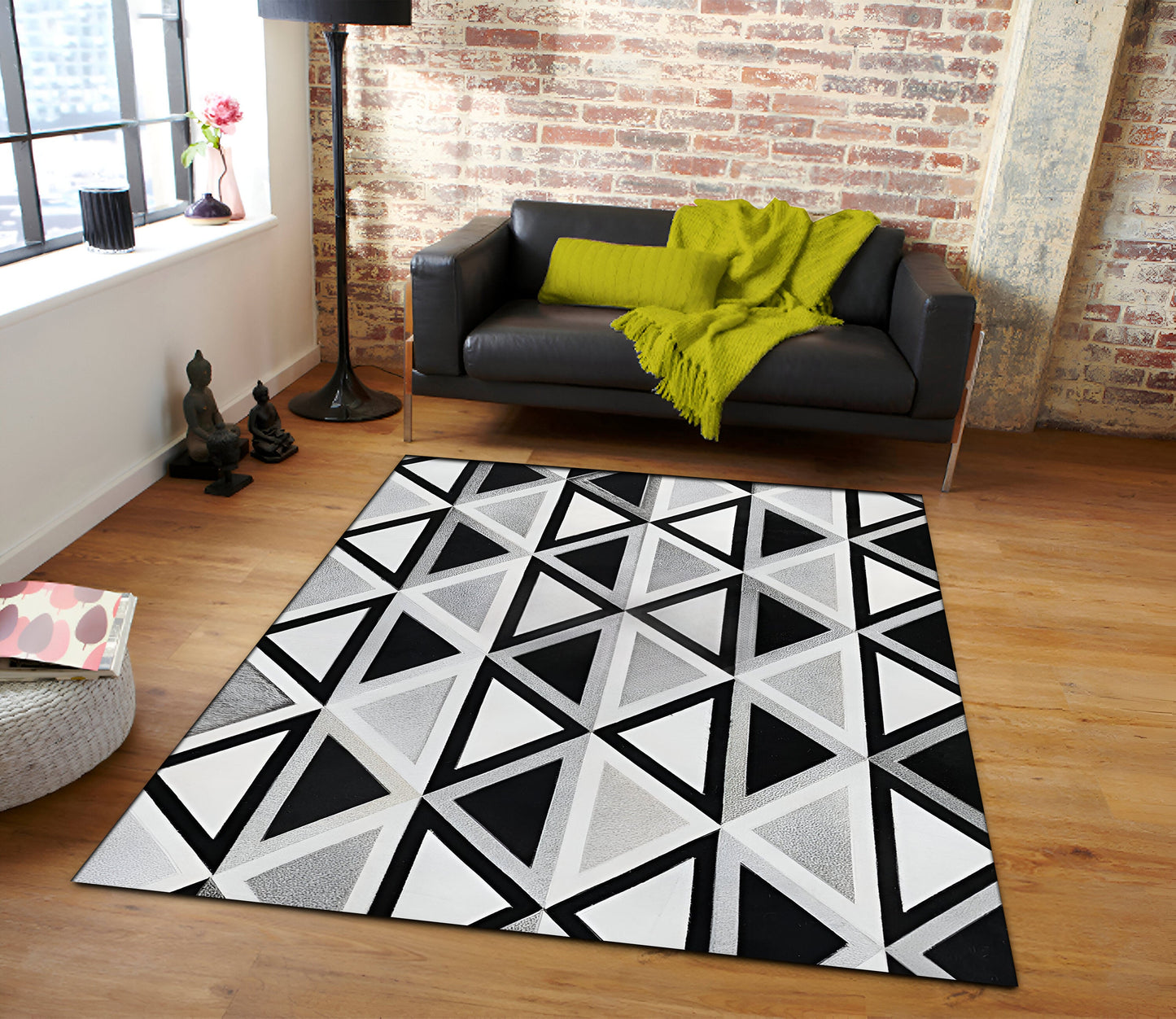 Unique Pattern High Quality Cowhide Patchwork Rug for Living Room, Natural Handmade Rug