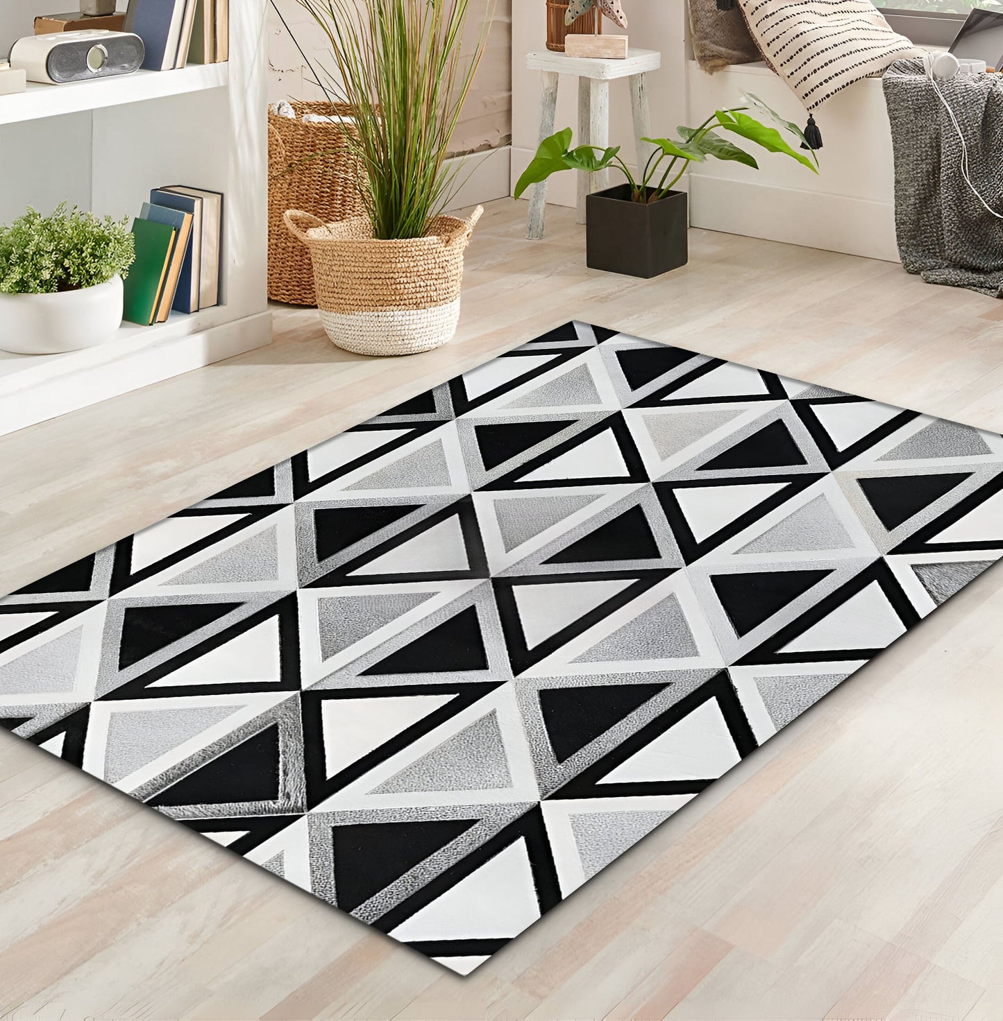 Unique Pattern High Quality Cowhide Patchwork Rug for Living Room, Natural Handmade Rug