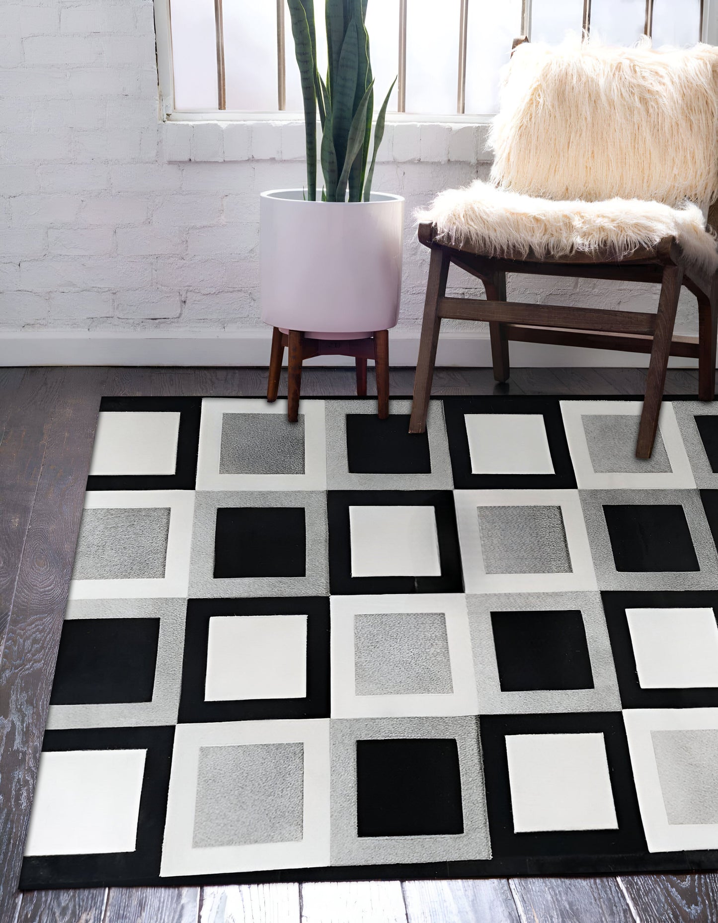 Unique Tricolor Modern Cow Skin Carpet, Natural Cowhide Area Rug